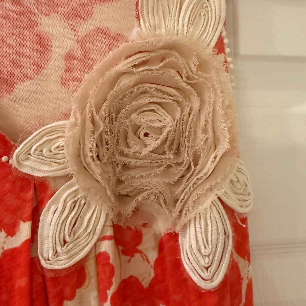 Anthropologie Deletta Red and Cream Floral Tank Top - Picture 4 of 7